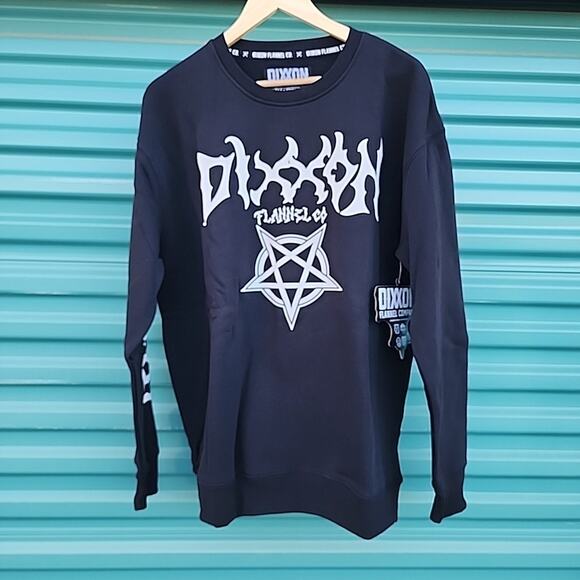 Dixxon Flannel Pentagram Crewneck Sweatshirt Men's L Black Long Sleeve NWT - Picture 2 of 12